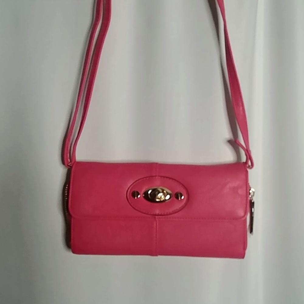 Pink cross body Wallet with lengthy strap